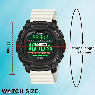 hala - (1050-White)  Latest Sports Trending Fashionable Digital Watch - For Men HL-1050-Lightweight Sports-thumb2