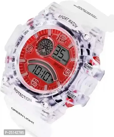 hala - (LED-TRANSPARENT-RED-SQUARE) Combo of 2  Red Dial Synthetic Transparent Digital Watch - For Boys  Girls 819 Transparent Strap Sports Watch-thumb5