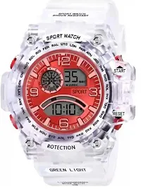 hala - (LED-TRANSPARENT-RED-SQUARE) Combo of 2  Red Dial Synthetic Transparent Digital Watch - For Boys  Girls 819 Transparent Strap Sports Watch-thumb2