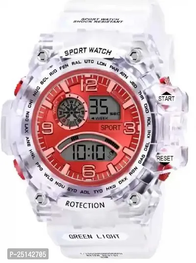 hala - (LED-TRANSPARENT-RED-SQUARE) Combo of 2  Red Dial Synthetic Transparent Digital Watch - For Boys  Girls 819 Transparent Strap Sports Watch-thumb3