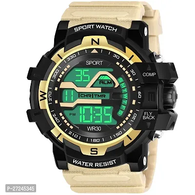 Multi Function Working Premium Quality LED Light For Mens  Boys Digital Watch Digital Watch - For Men HL-1061-Beige Sports Water Resistant Mens Watch