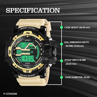 Multi Function Working Premium Quality LED Light For Mens  Boys Digital Watch Digital Watch - For Men HL-1061-Beige Sports Water Resistant Mens Watch-thumb4