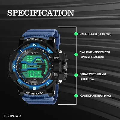 Multi Function Working Premium Quality LED Light For Mens  Boys Digital Watch Digital Watch - For Men HL-1061-Blue Sports Water Resistant Mens Watch-thumb3