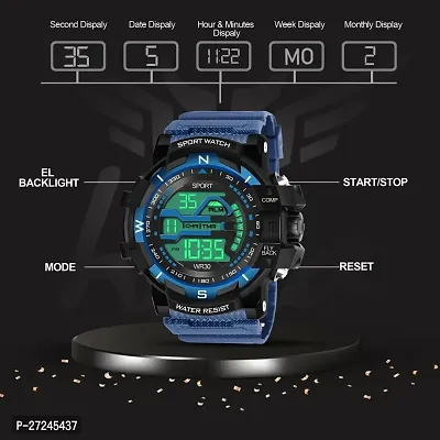 Multi Function Working Premium Quality LED Light For Mens  Boys Digital Watch Digital Watch - For Men HL-1061-Blue Sports Water Resistant Mens Watch-thumb4