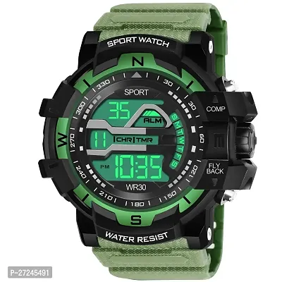 Multi Function Working Premium Quality LED Light For Mens  Boys Digital Watch Digital Watch - For Men HL-1061-Green Sports Water Resistant Mens Watch-thumb0
