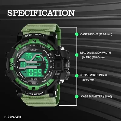 Multi Function Working Premium Quality LED Light For Mens  Boys Digital Watch Digital Watch - For Men HL-1061-Green Sports Water Resistant Mens Watch-thumb3