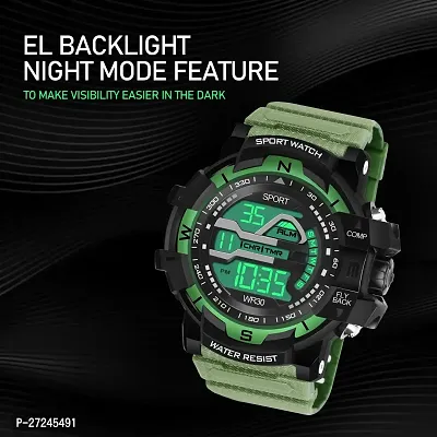 Multi Function Working Premium Quality LED Light For Mens  Boys Digital Watch Digital Watch - For Men HL-1061-Green Sports Water Resistant Mens Watch-thumb4
