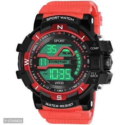 Multi Function Working Premium Quality LED Light For Mens  Boys Digital Watch Digital Watch - For Men HL-1061-Red Sports Water Resistant Mens Watch