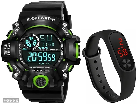 hala - ((Combo) M2 SSA TURQUOISE)  Multi-Function Stylish Sports PU Strap Amazing Look Cool Style Digital Watch - For Boys VKRDGC810