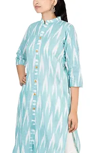 GMH Women's Pure Cotton Ikkat Printed Kurta/Kurti (Medium) Aqua-thumb3