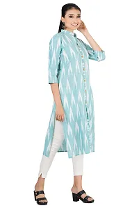 GMH Women's Pure Cotton Ikkat Printed Kurta/Kurti (Medium) Aqua-thumb4