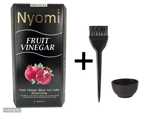 Nyomi Fruit Extracts Semi Permanent Hair Dye With Free Hair Color Brush and Bowl- 500ml (Pack of 2) (Fruit)-thumb0