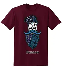 PUSHANKA Men's Cotton Regular Fit Round Neck Blue Beardo Printed T-Shirts - (Maroon, XXL)-thumb1