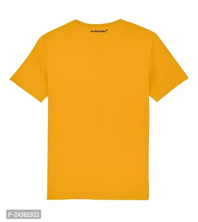 PUSHANKA Kissing Burns 6.4 Calories Printed Casual Regular Fit Half Sleeve T-Shirt for Men (Mustard Yellow, XXL)-thumb3