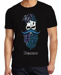 PUSHANKA Men's Cotton Regular Fit Round Neck Blue Beardo Printed T-Shirts - (Black, XXL)-thumb1