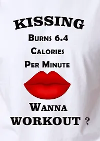 PUSHANKA Kissing Burns 6.4 Calories Printed Casual Regular Fit Half Sleeve T-Shirt for Men (White, L)-thumb3