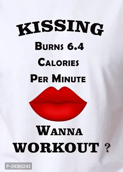 PUSHANKA Kissing Burns 6.4 Calories Printed Casual Regular Fit Half Sleeve T-Shirt for Men (White, L)-thumb4