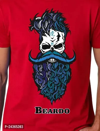 PUSHANKA Men's Cotton Regular Fit Round Neck Blue Beardo Printed T-Shirts - (Red, XXL)-thumb4