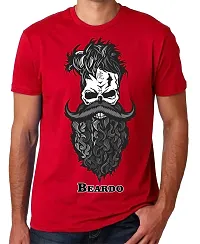 PUSHANKA Men's Cotton Regular Fit Round Neck Black N White Beardo Printed T-Shirts-thumb1