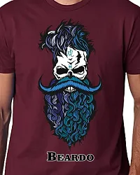 PUSHANKA Men's Cotton Regular Fit Round Neck Blue Beardo Printed T-Shirts - (Maroon, S)-thumb3