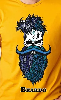 PUSHANKA Men's Cotton Regular Fit Round Neck Blue Beardo Printed T-Shirts - (Mustard Yellow, M)-thumb3