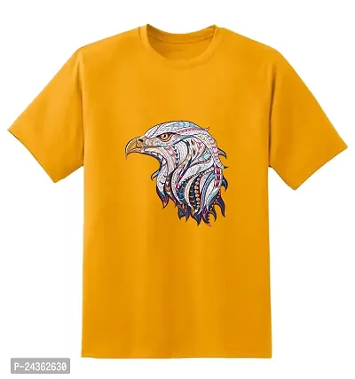 PUSHANKA Men's Cotton Regular Fit Round Neck Eagle Face Printed T-Shirts