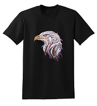 PUSHANKA Men's Cotton Regular Fit Round Neck Eagle Face Printed T-Shirts-thumb1