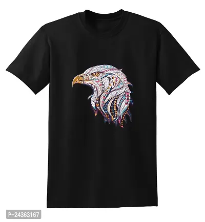 PUSHANKA Men's Cotton Regular Fit Round Neck Eagle Face Printed T-Shirts-thumb2