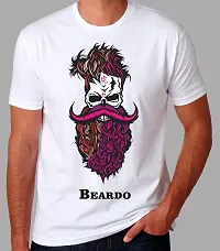 PUSHANKA Men's Cotton Regular Fit Round Neck Pink Beardo Printed T-Shirts-thumb1