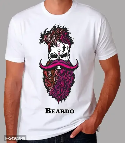 PUSHANKA Men's Cotton Regular Fit Round Neck Pink Beardo Printed T-Shirts-thumb2