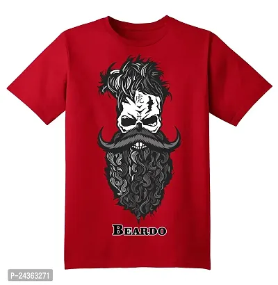 PUSHANKA Men's Cotton Regular Fit Round Neck Black N White Beardo Printed T-Shirts