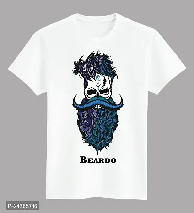 PUSHANKA Men's Cotton Regular Fit Round Neck Blue Beardo Printed T-Shirts - (White, XXL)-thumb2