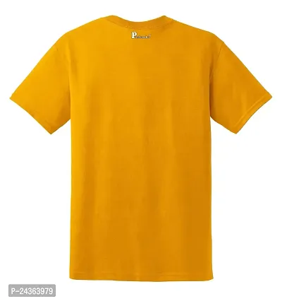 PUSHANKA Men's Cotton Regular Fit Round Neck Blue Beardo Printed T-Shirts - (Mustard Yellow, S)-thumb3