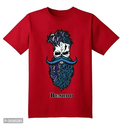 PUSHANKA Men's Cotton Regular Fit Round Neck Blue Beardo Printed T-Shirts - (Red, XXL)-thumb0