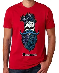 PUSHANKA Men's Cotton Regular Fit Round Neck Blue Beardo Printed T-Shirts - (Red, XL)-thumb1