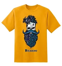 PUSHANKA Men's Cotton Regular Fit Round Neck Blue Beardo Printed T-Shirts - (Mustard Yellow, S)-thumb1