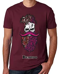 PUSHANKA Men's Cotton Regular Fit Round Neck Pink Beardo Printed T-Shirts-thumb1