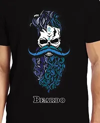 PUSHANKA Men's Cotton Regular Fit Round Neck Blue Beardo Printed T-Shirts - (Black, XL)-thumb3