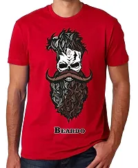 PUSHANKA Men's Cotton Regular Fit Round Neck Brown Beardo Printed T-Shirts-thumb1