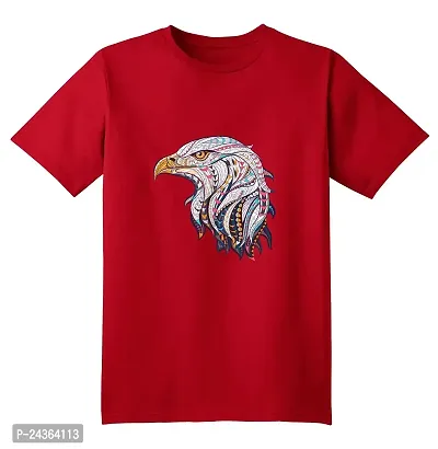 PUSHANKA Men's Cotton Regular Fit Round Neck Eagle Face Printed T-Shirts-thumb0