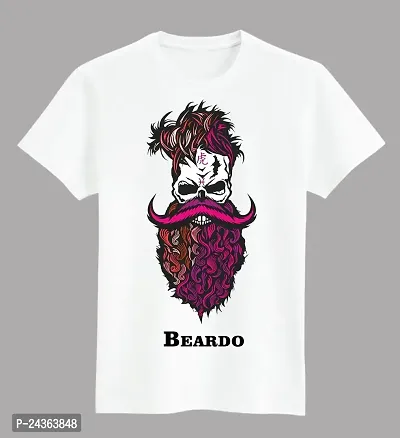 PUSHANKA Men's Cotton Regular Fit Round Neck Pink Beardo Printed T-Shirts-thumb0