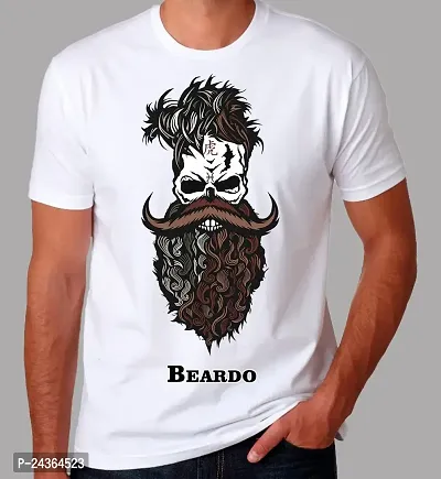 PUSHANKA Men's Cotton Regular Fit Round Neck Brown Beardo Printed T-Shirts-thumb2