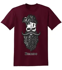 PUSHANKA Men's Cotton Regular Fit Round Neck Black N White Beardo Printed T-Shirts-thumb1