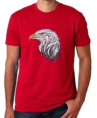 PUSHANKA Men's Cotton Regular Fit Round Neck Eagle Face Printed T-Shirts-thumb1