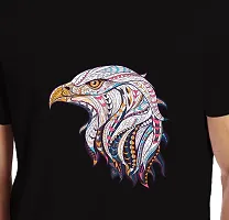 PUSHANKA Men's Cotton Regular Fit Round Neck Eagle Face Printed T-Shirts-thumb3