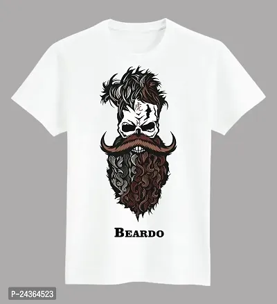 PUSHANKA Men's Cotton Regular Fit Round Neck Brown Beardo Printed T-Shirts