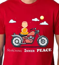 PUSHANKA Men's Cotton Regular Fit Round Neck Searching Inner Peace Printed T-Shirts - (Red, XL)-thumb3