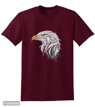 PUSHANKA Men's Cotton Regular Fit Round Neck Eagle Face Printed T-Shirts