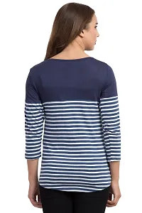 Multicoloured Striped Cotton Regular Fit Tees-thumb1