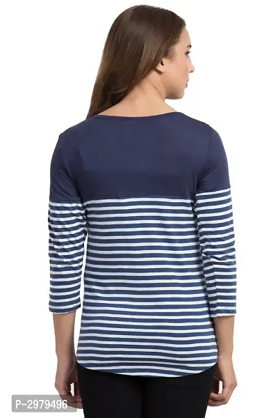 Multicoloured Striped Cotton Regular Fit Tees-thumb2